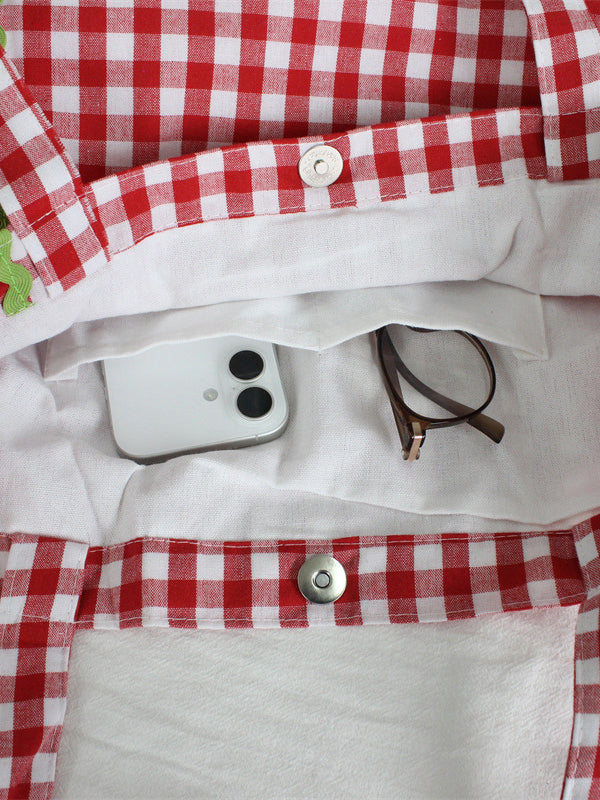 Scalloped Gingham Tote Bag