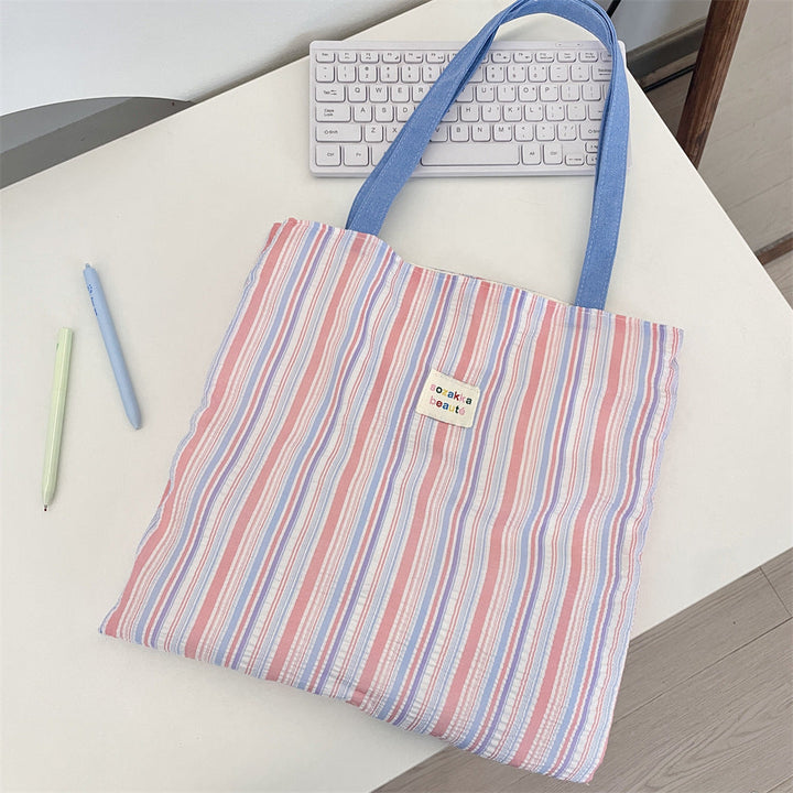 Double Pocket Striped Tote Bag