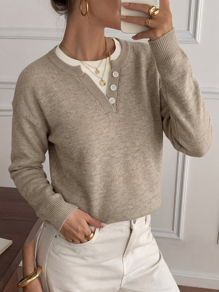 Double Layer Button Detail Sweater