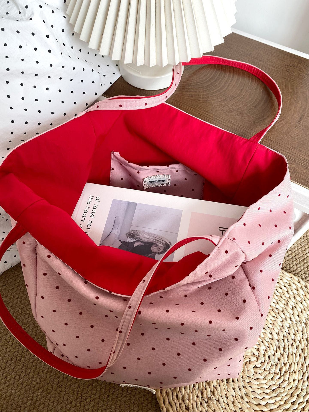 Reversible Polka Dot Everyday Tote Bag