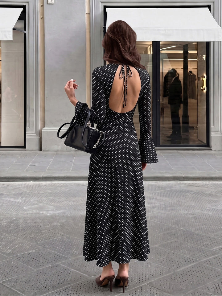Open Back Polka Dot Maxi Dress