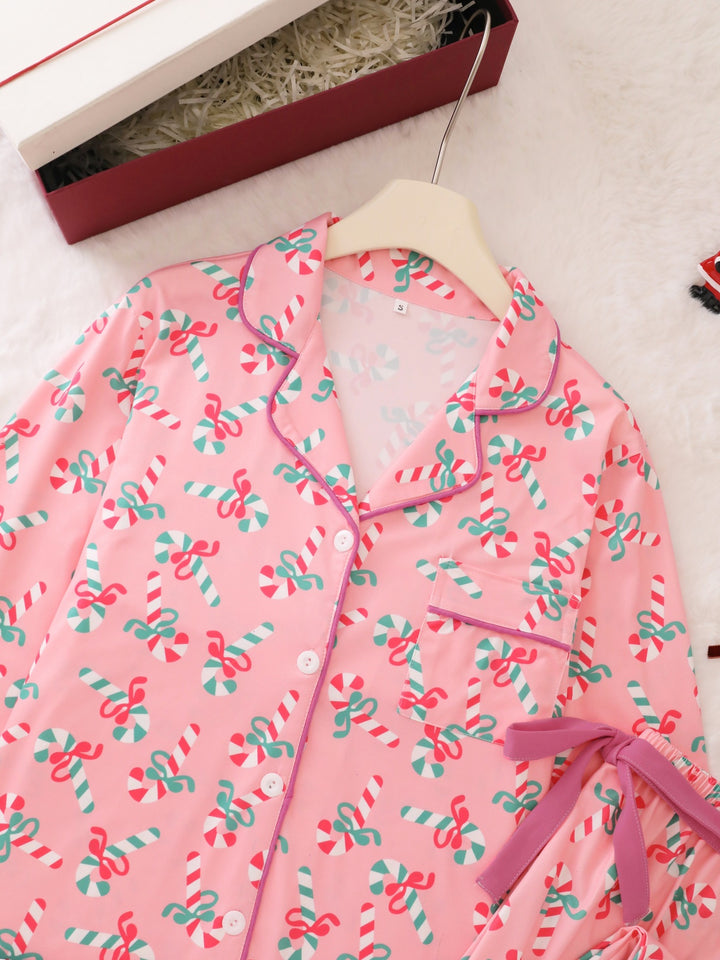Candy Cane Holiday Long Sleeve Pajama Set