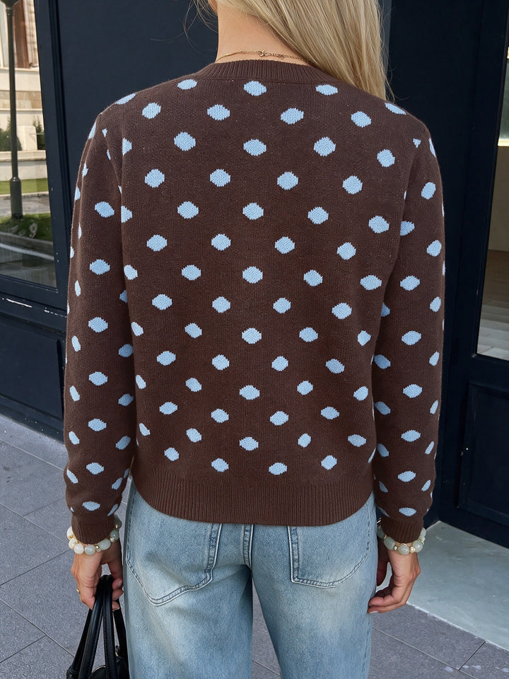 Chocolate Blue Polka Dot Knit Cardigan