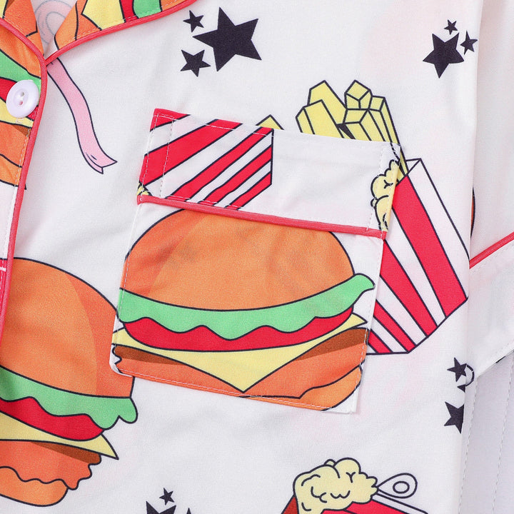 Burger & Fries Print Pajama Set