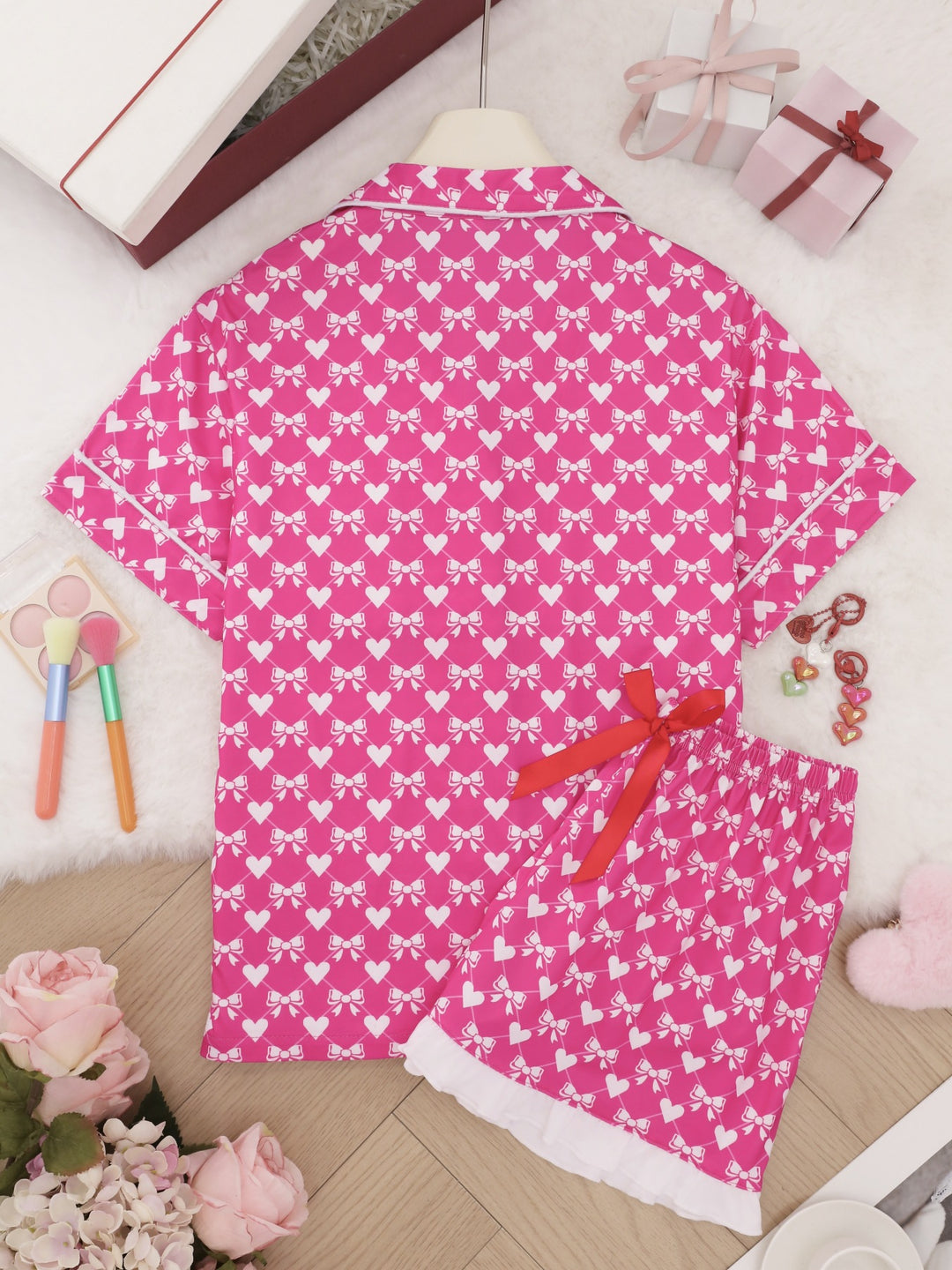 Hearts & Bows Pattern Pajama Set