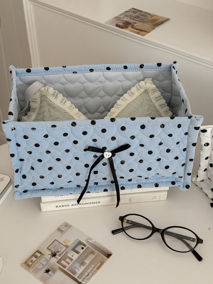 Ribbon Detail Polka Dot Storage Basket