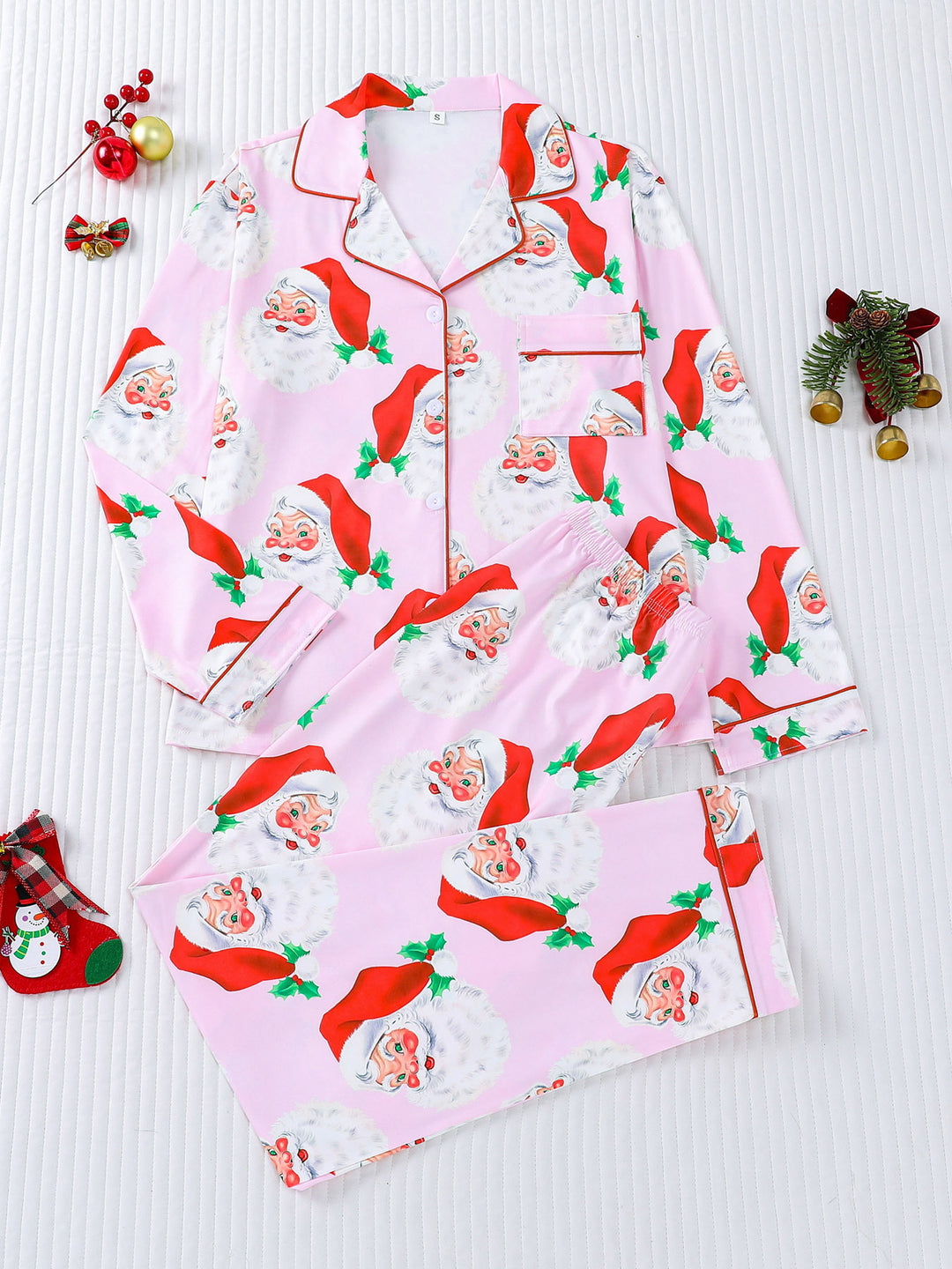 Vintage Santa Holiday Long Sleeve Pajama Set