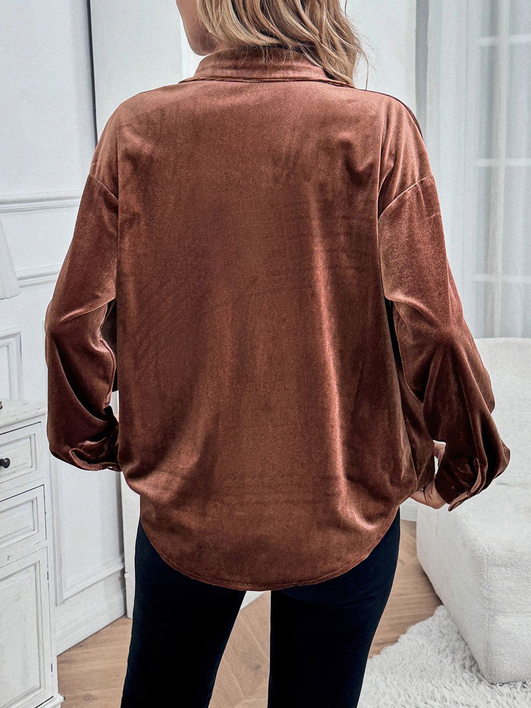 Velvet Button Down Top