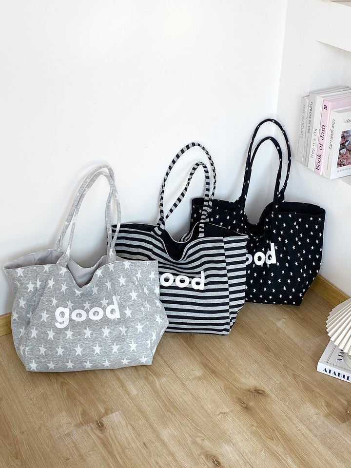 “Good” Graphic Shoulder Tote Bag