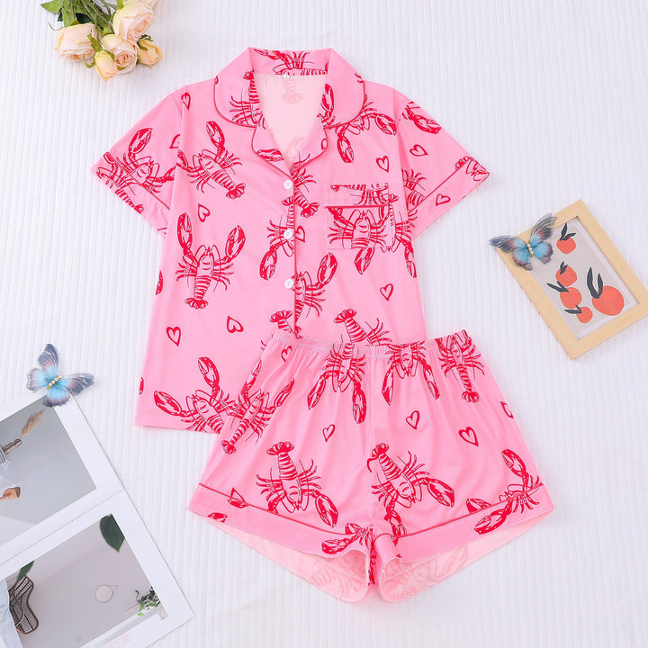 Lobster Heart Print Pajama Set