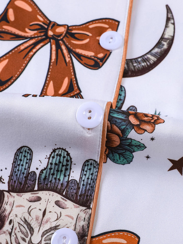 Coquette Western Bow Skull Pajama Set