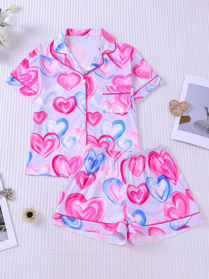 Brushstroke Hearts Pajama Set