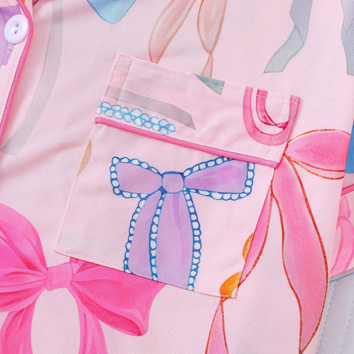 Colorful Coquette Bow Print Pajama Set