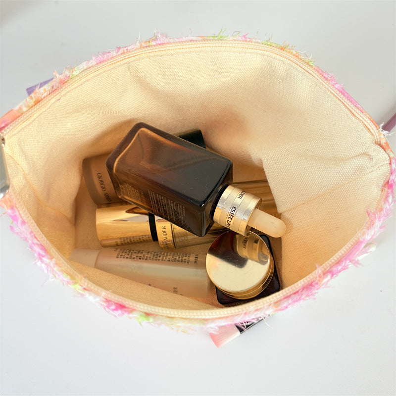 Textured Floral Cosmetic Pouch