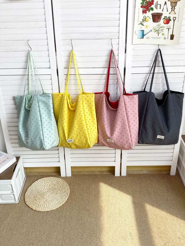Reversible Polka Dot Everyday Tote Bag