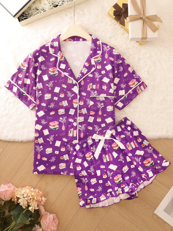 Book Lover Patterned Pajama Set
