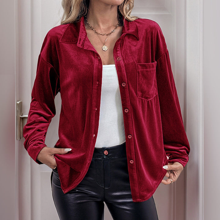 Velvet Button Down Top