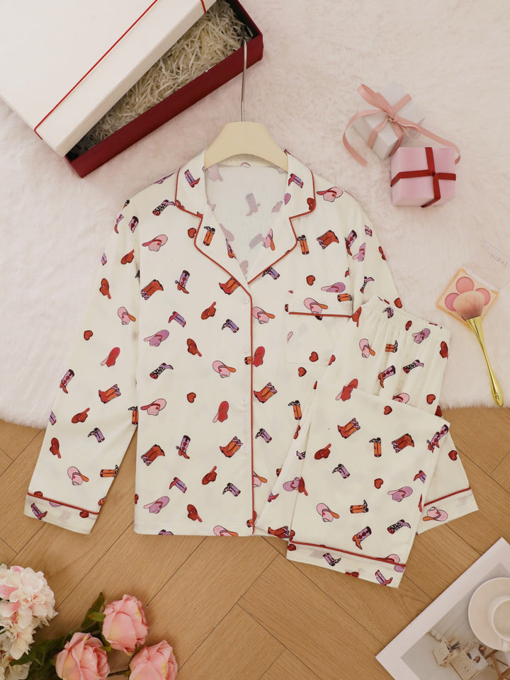 Western Cowgirl Print Long Sleeve Pajama Set