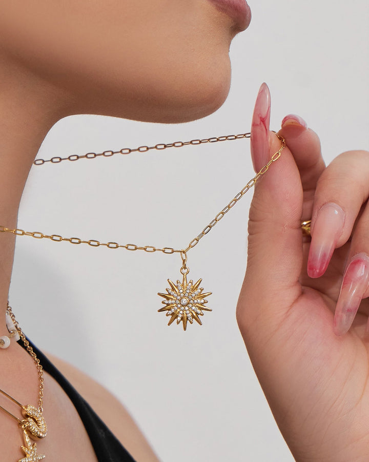 Sparkling Sunburst Pendant Necklace