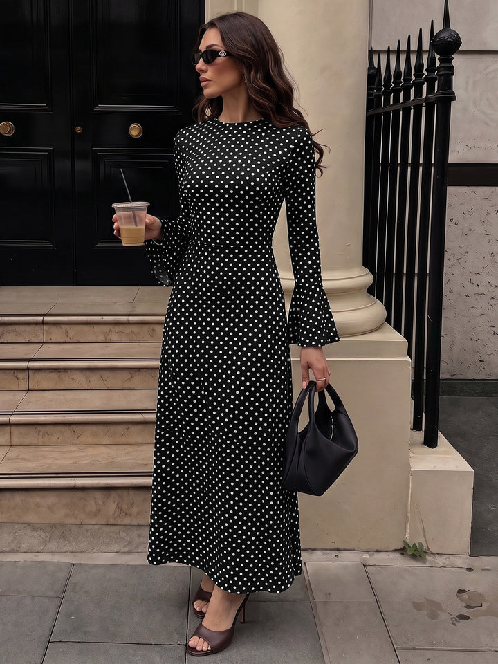 Open Back Polka Dot Maxi Dress