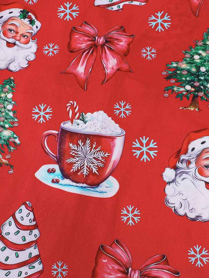 Vintage Christmas Santa Short Pajama Set