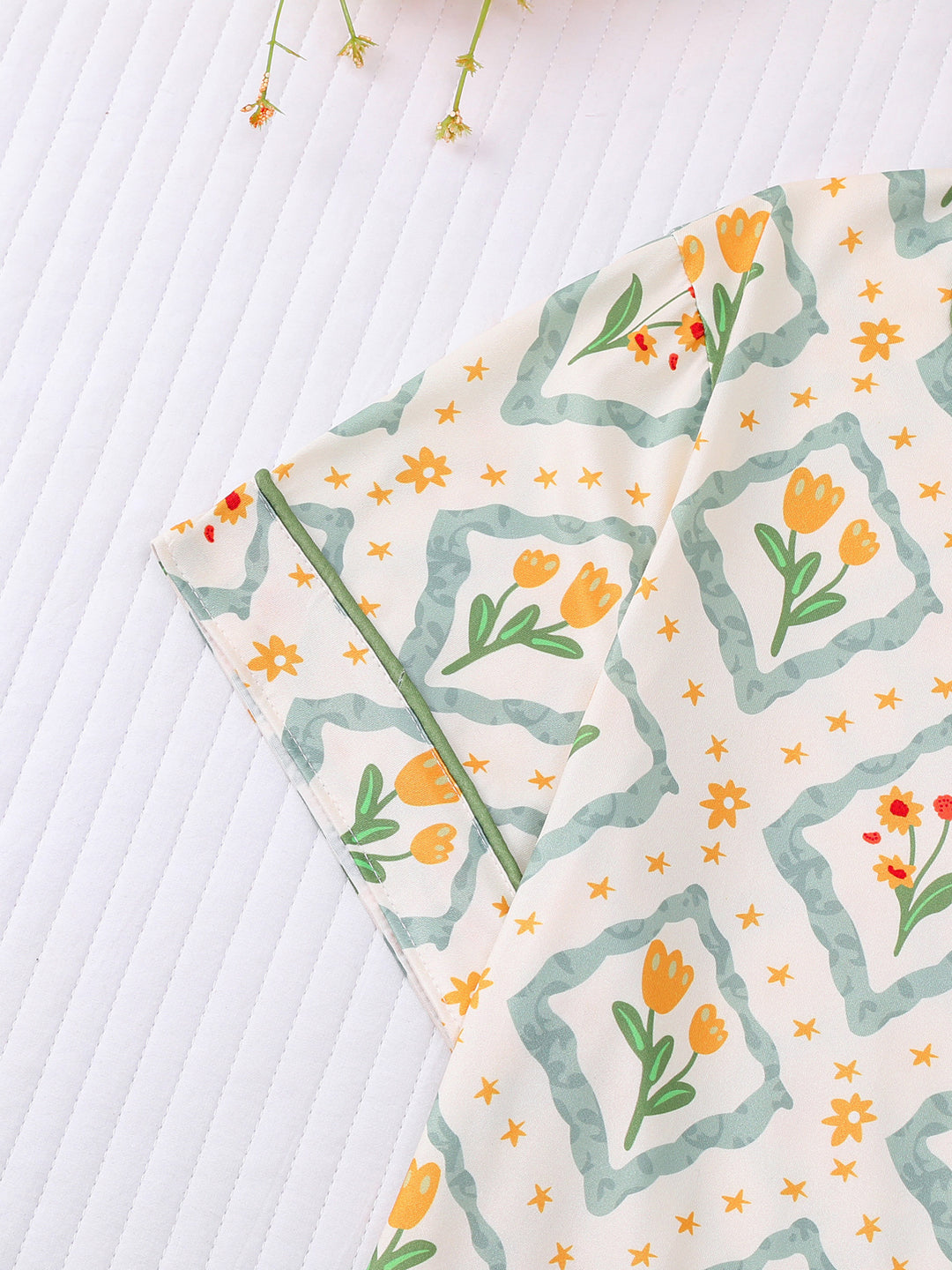 Spring Tulip Floral Print Pajama Set