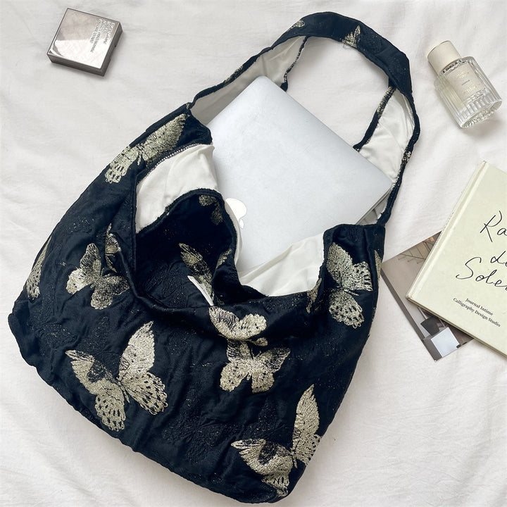 Butterfly Jacquard Shoulder Tote Bag