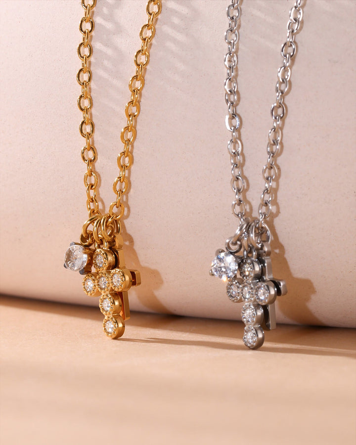 Double Cross Charm Necklace