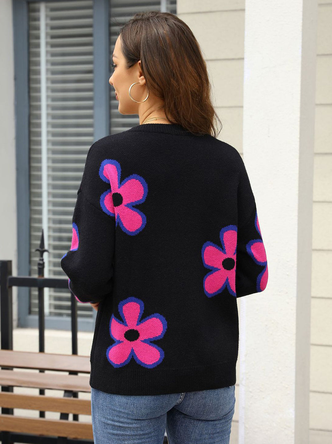 Flower Print Sweater