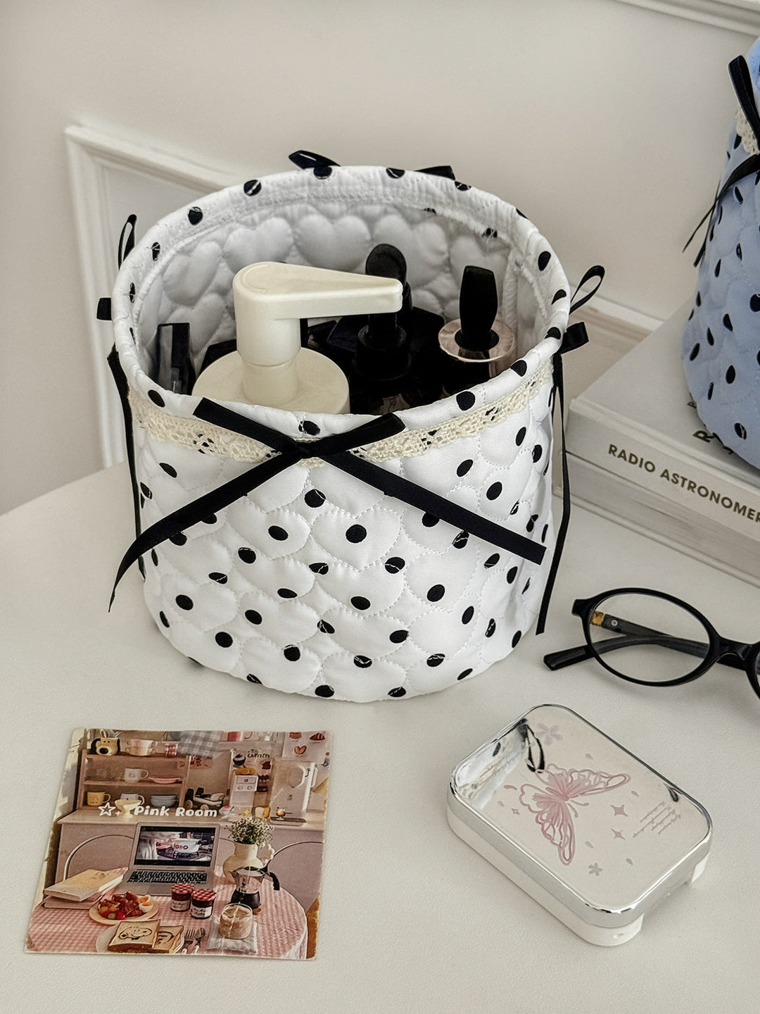 Coquette Quilted Dot Storage Basket
