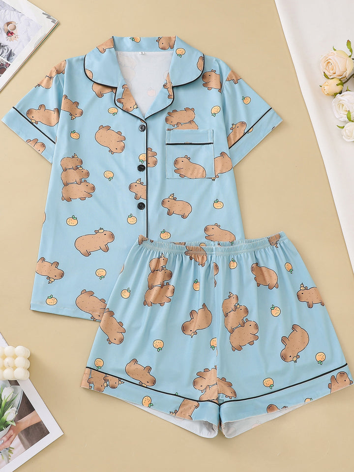 Capybara Print Pajama Set