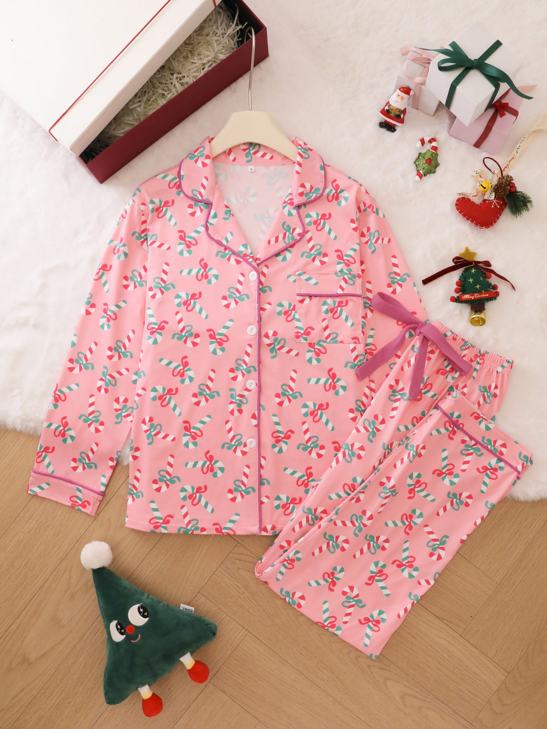 Candy Cane Holiday Long Sleeve Pajama Set