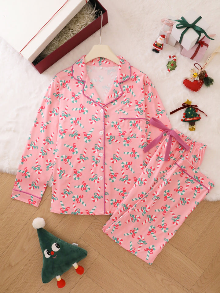 Candy Cane Holiday Long Sleeve Pajama Set