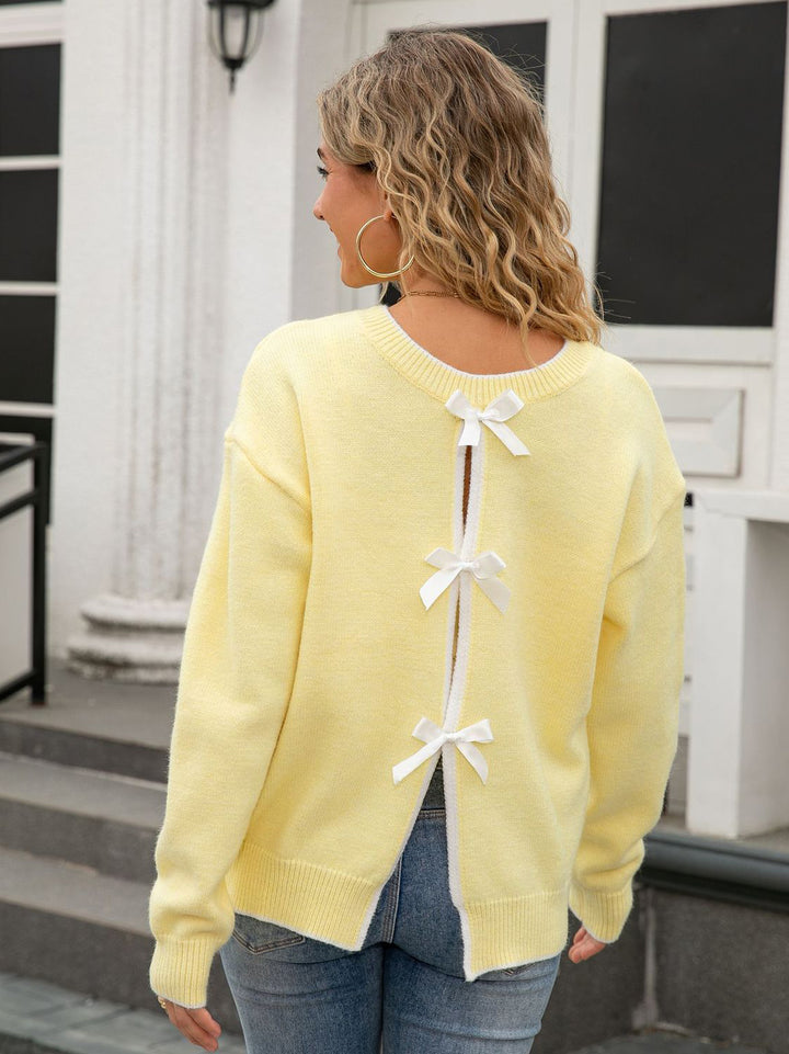 Bow Detail Split Back Sweater