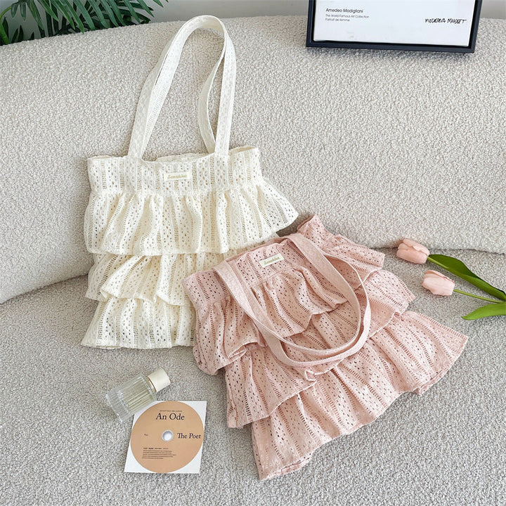 Ruffle Lace Tiered Tote Bag