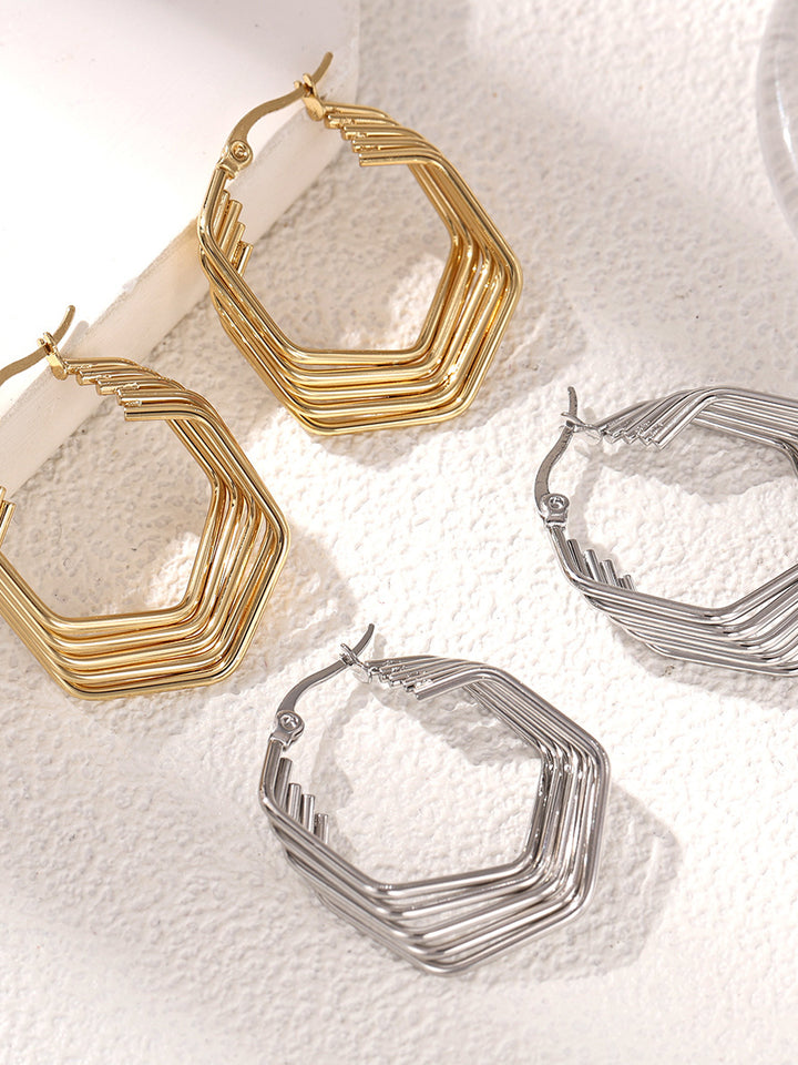 Layered Geometric Hoop Earrings