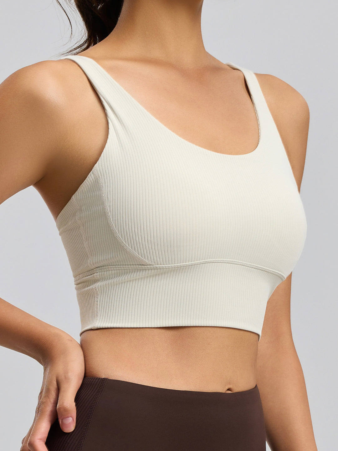 Ribbed Criss Cross Back Sports Bra