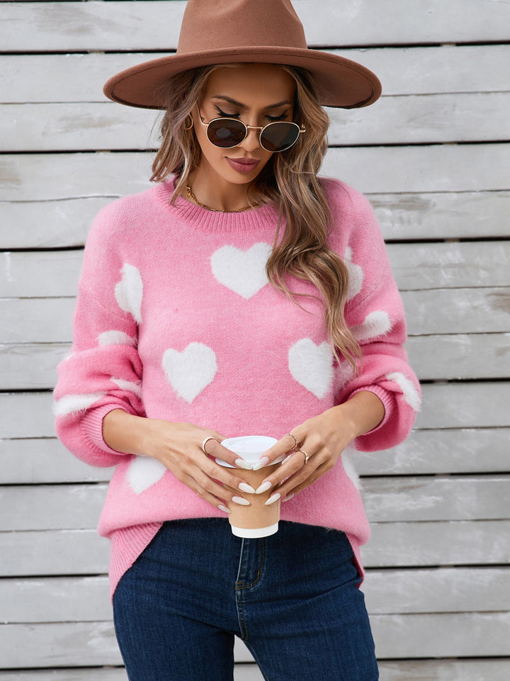 Fuzzy Knit Heart Sweater