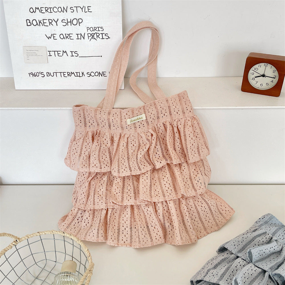 Ruffle Lace Tiered Tote Bag