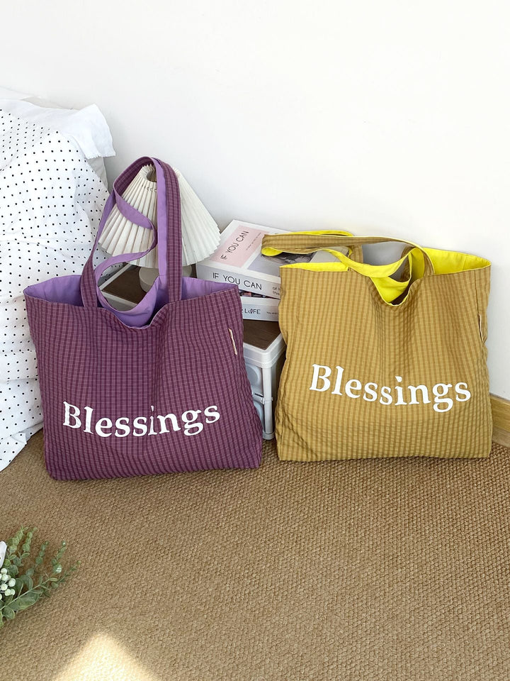“Blessings” Reversible Stripe Everyday Carryall Tote