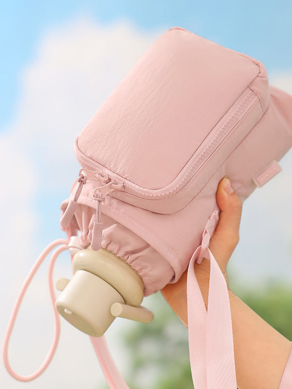Compact Bottle Carrier Crossbody Bag with Pocket