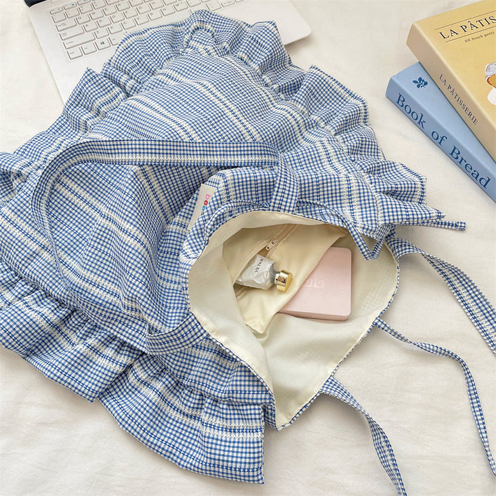 Patriotic Ruffle Gingham Tote Bag