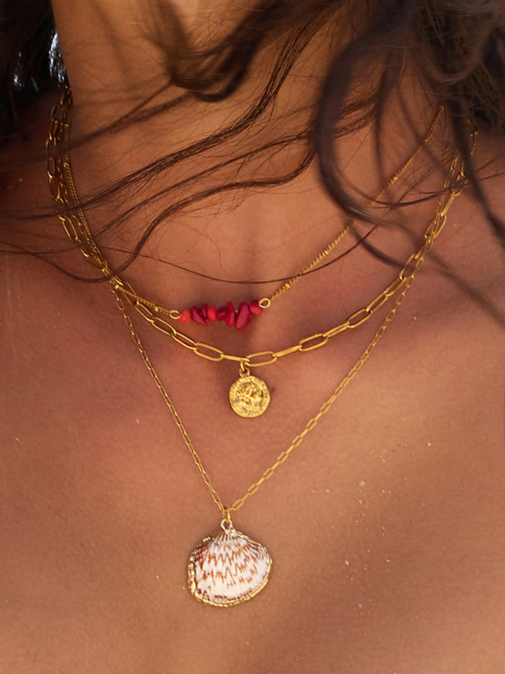 Coastal Shell Layered Necklace Set