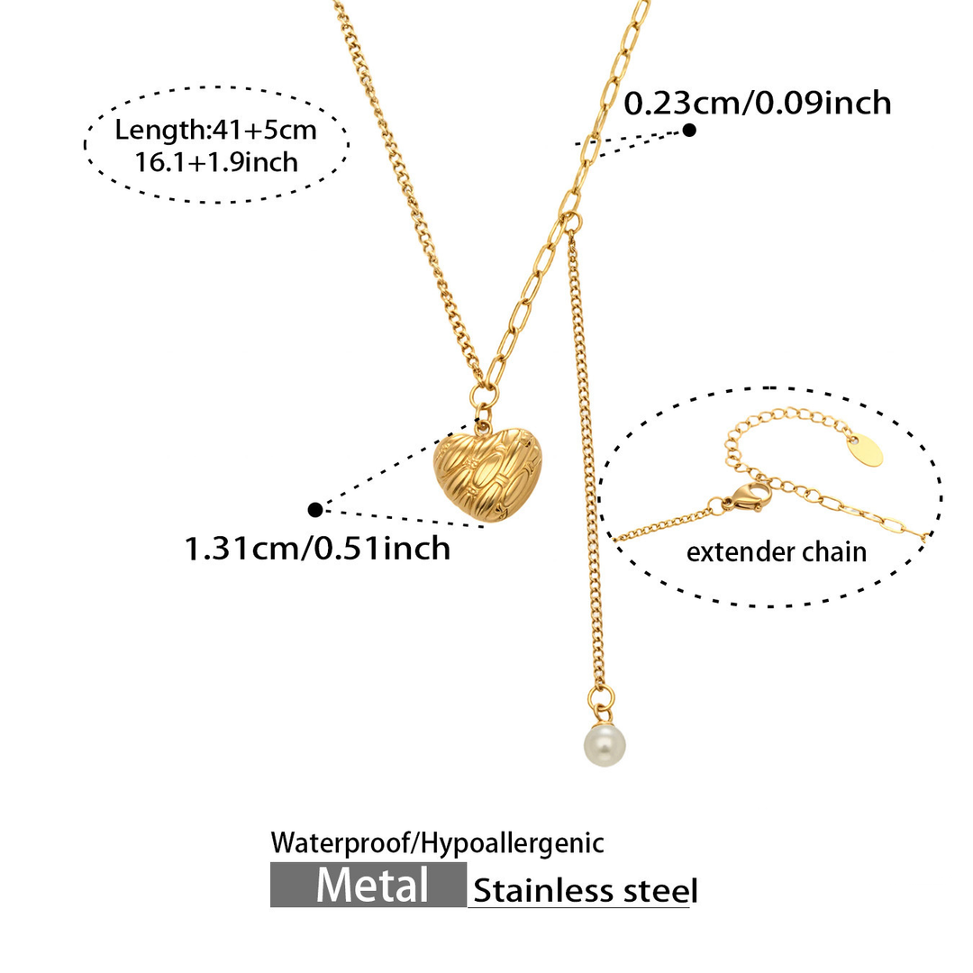 Heart Drop Pearl Necklace