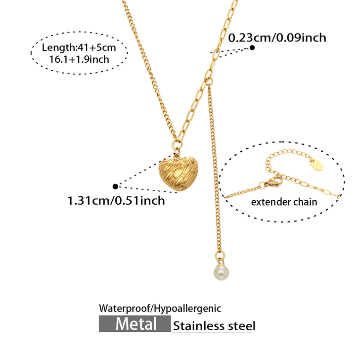 Heart Drop Pearl Necklace