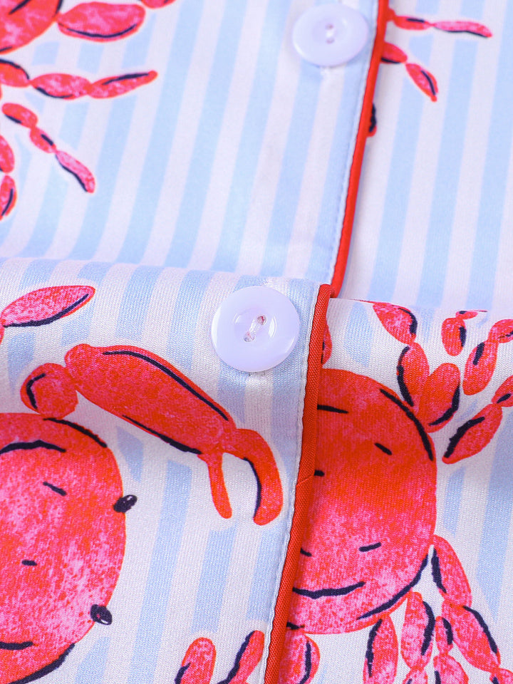 Coastal Crab Stripe Pajama Set