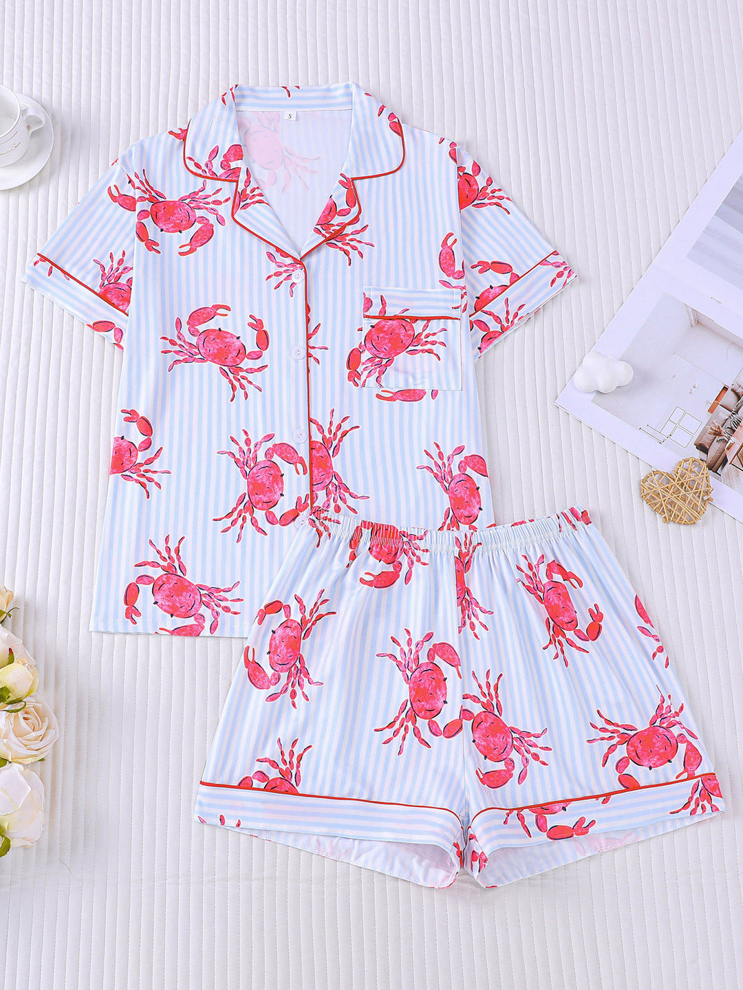 Coastal Crab Stripe Pajama Set