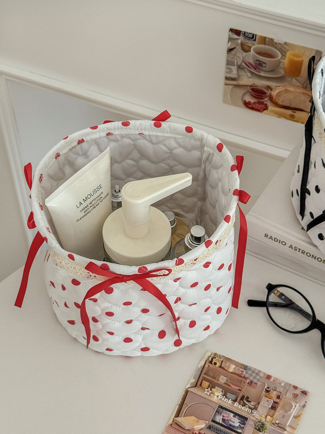 Coquette Quilted Dot Storage Basket
