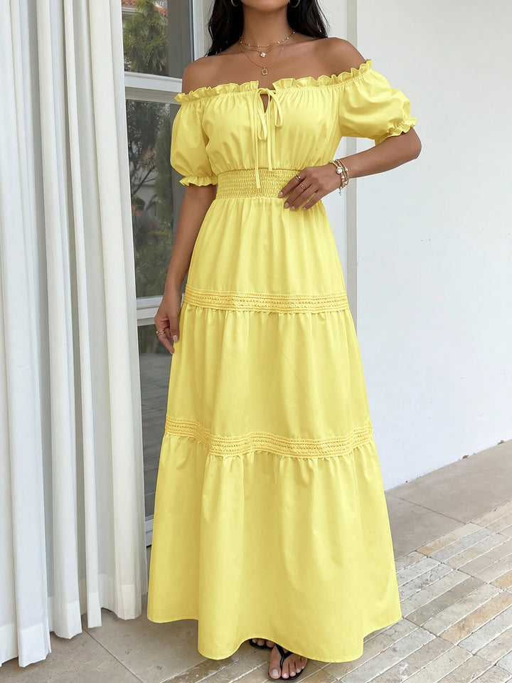 Limoncello Breeze Off-Shoulder Maxi Dress