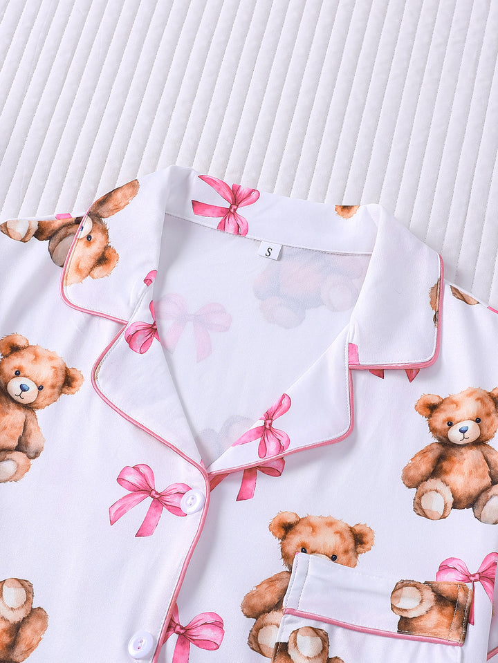 Teddy Bear & Pink Bow Pajama Set